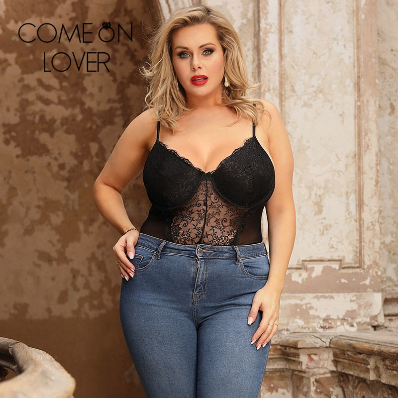 Prodotti Comeonlover Ladies Sexy Teddies Body con ferretto Scollo a V Bodycon Lingerie Tute crotchless Oversize Sheer Tight Underwear